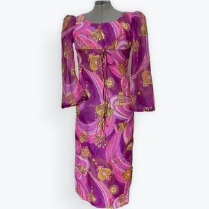 70s psychedelic empire waist dress